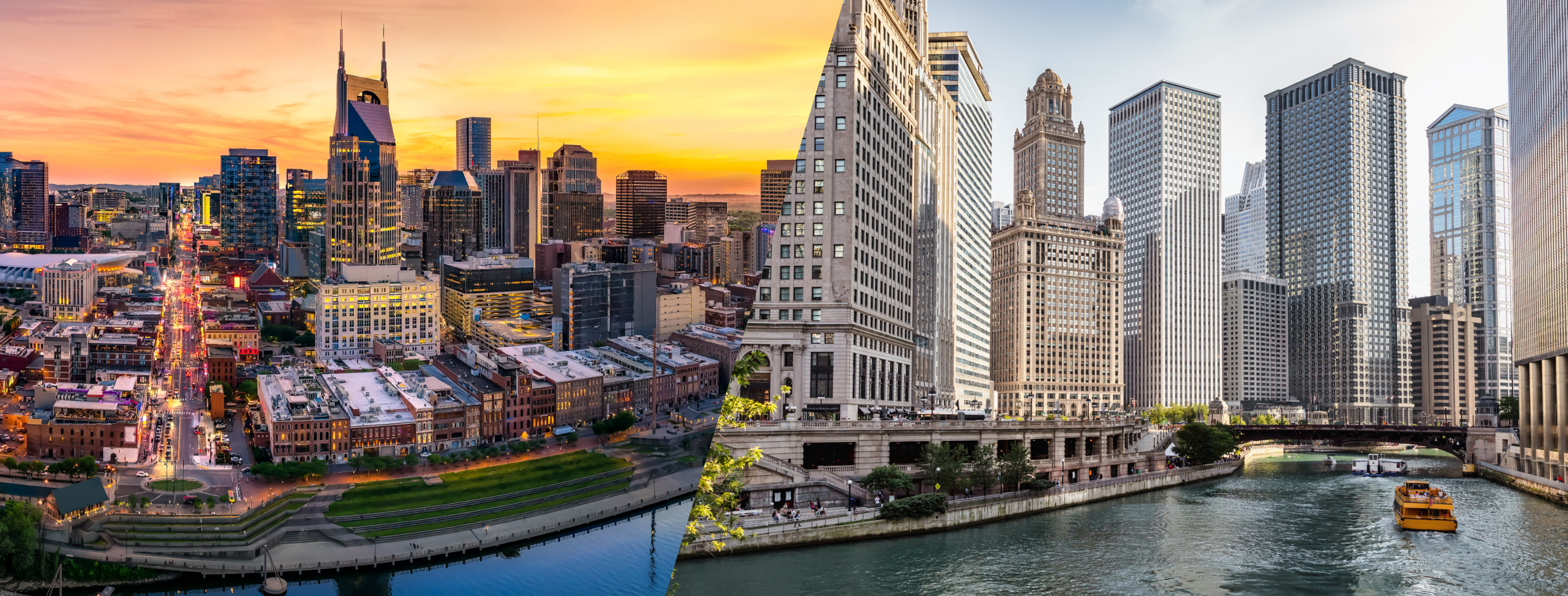 Chicago and Nashville skyline